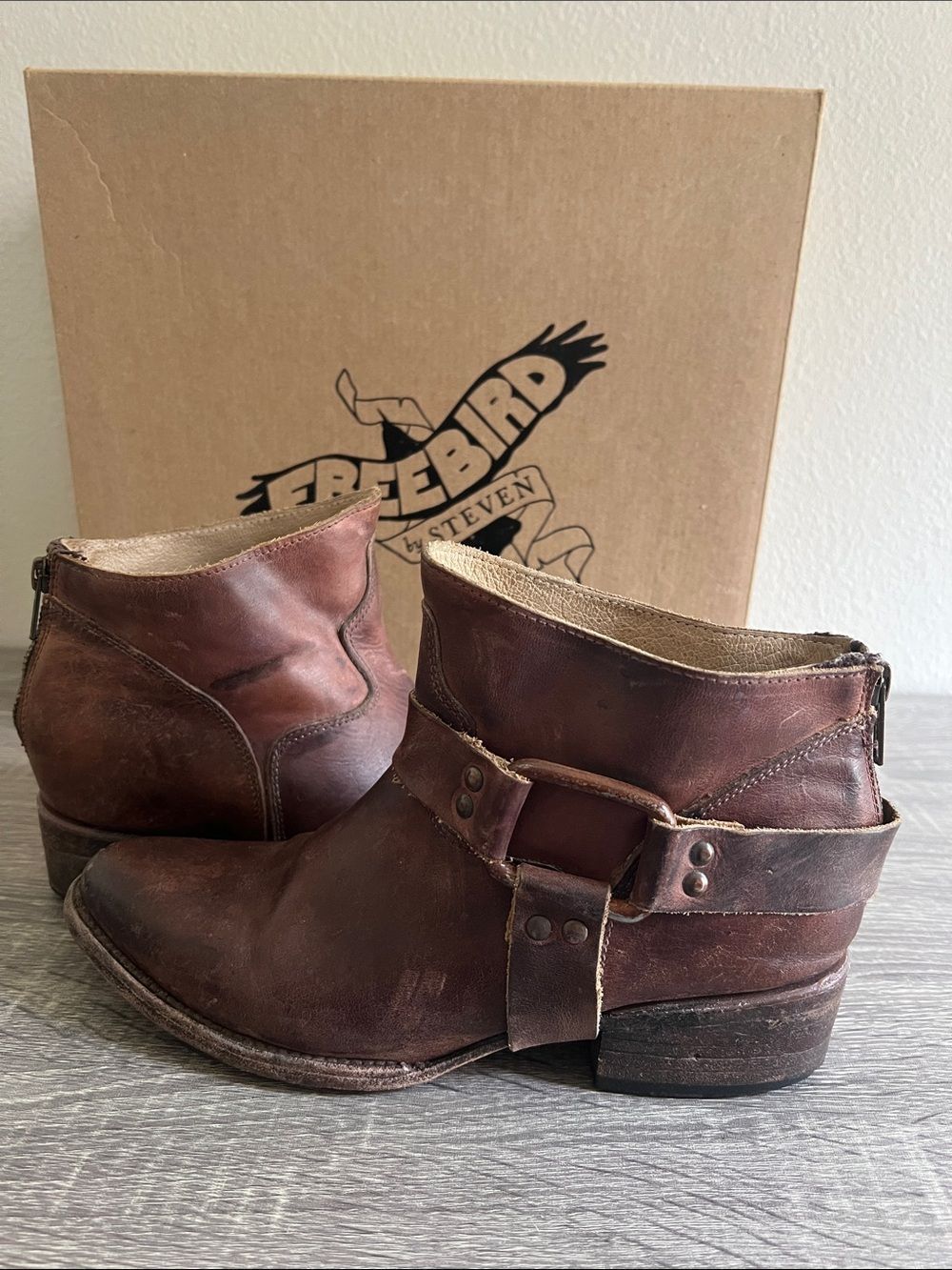 Freebird by Steven Phlow Boots Women’s 8 Brown Leather Harness Ankle Western - Picture 8 of 9